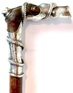 American Aesthetic Sterling Serpent & Canne/manche en bois de tourbière