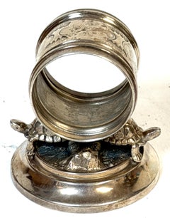 American Aesthetic Twin Turtle Figural Napkin Ring, Meriden Silver Plate Co.