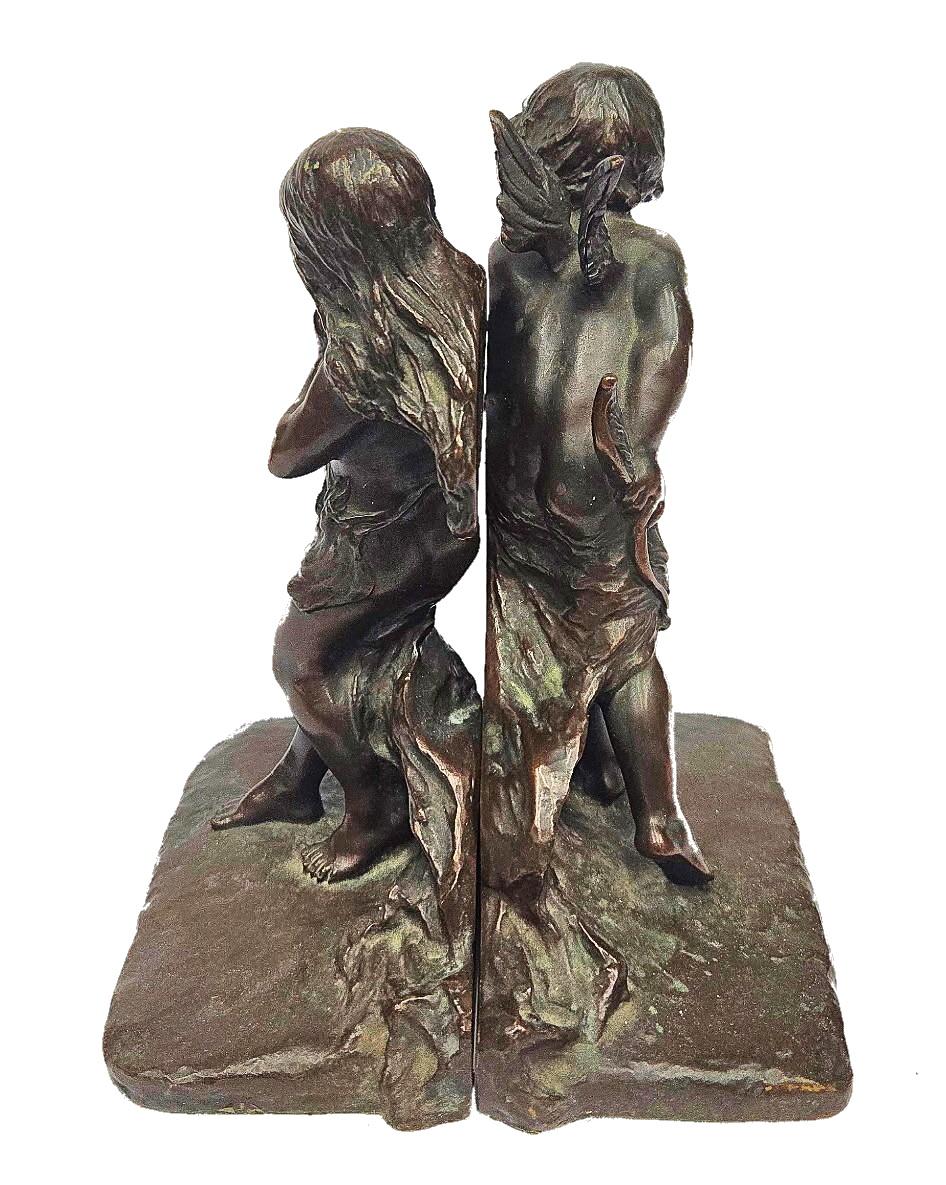 American Aestheticism, Griffoul Foundry Sculptural Bronze Bookends, Early XX C. For Sale 3