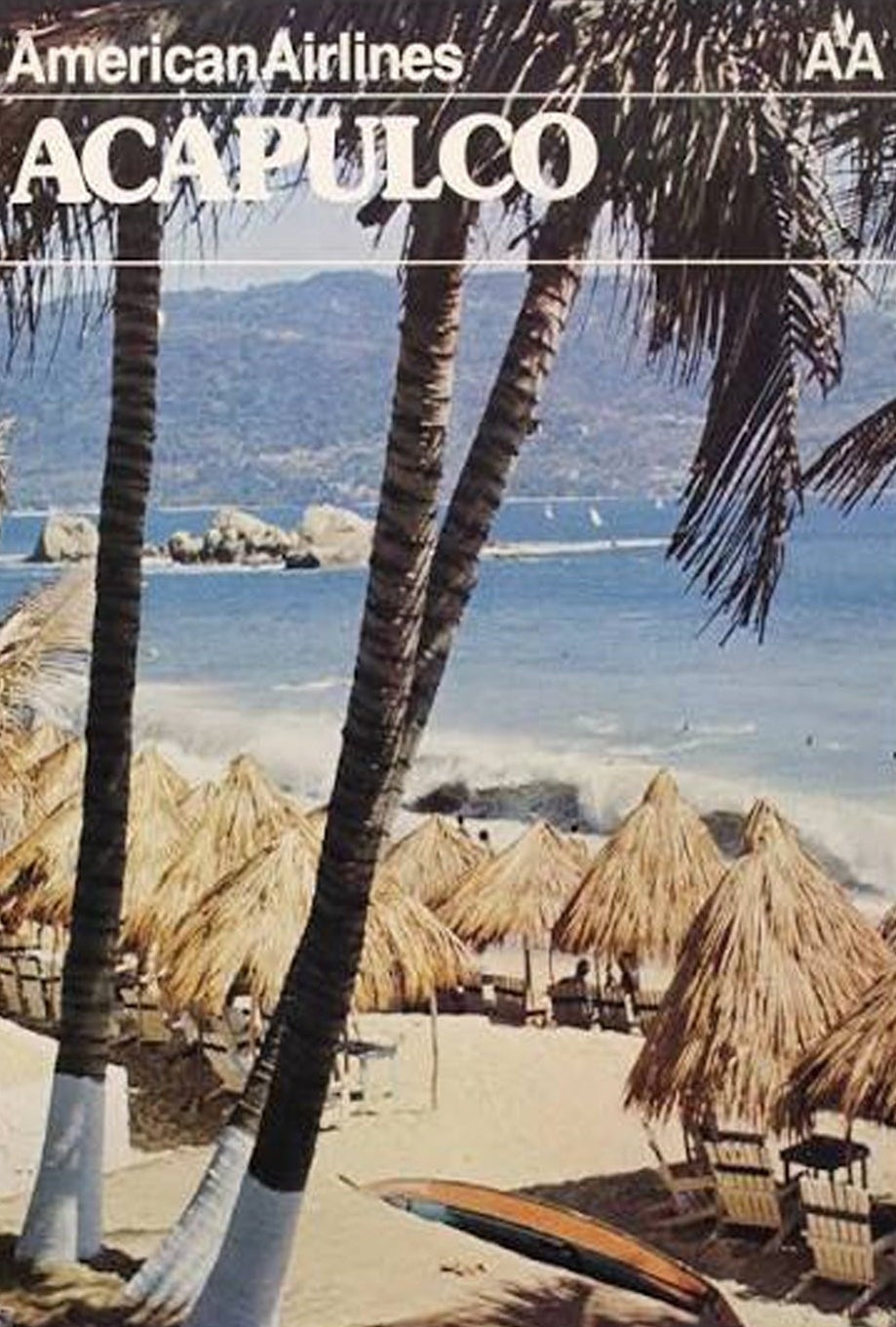 American Airlines - Affiche originale d'Acapulco par Laurence Gaynor, 1970