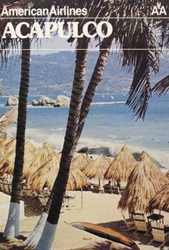 American Airlines - Affiche originale d'Acapulco par Laurence Gaynor, 1970