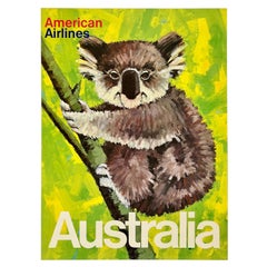 AMERICAN AIRLINES - AUSTRALIA Original Vintage Airline Travel Tourism Poster