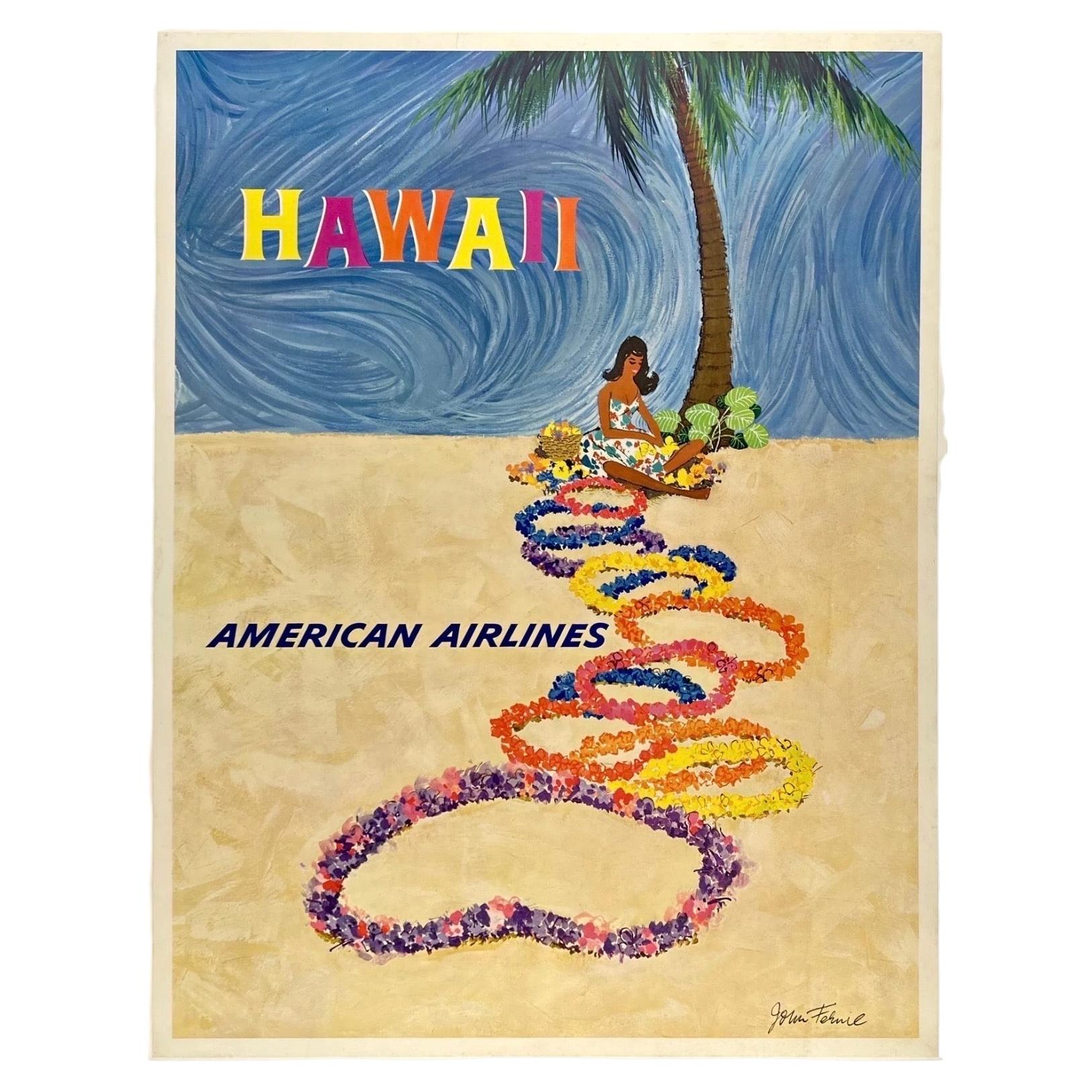 AMERICAN AIRLINES – HAWAII Original-Vintage-Plakat für Flugreisen und Tourismus (MCM) im Angebot
