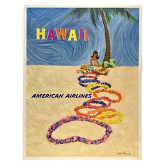AMERICAN AIRLINES - HAWAII Original Vintage Airline Travel Tourism Poster MCM