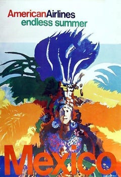American Airlines - Poster originale sul Messico di Harry Bertschmann, 1971