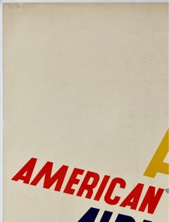 AMERICAN AIRLINES - OVER THE WORLD Poster di viaggio originale d'epoca della compagnia aerea, stile MCM