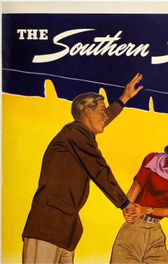 AMERICAN AIRLINES SOUTHERN SUNSHINE ROUTE Original Vintage Airline Travel Poster