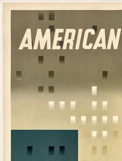 AMERICAN AIRLINES TO NEW YORK Original Vintage Airline Travel Poster