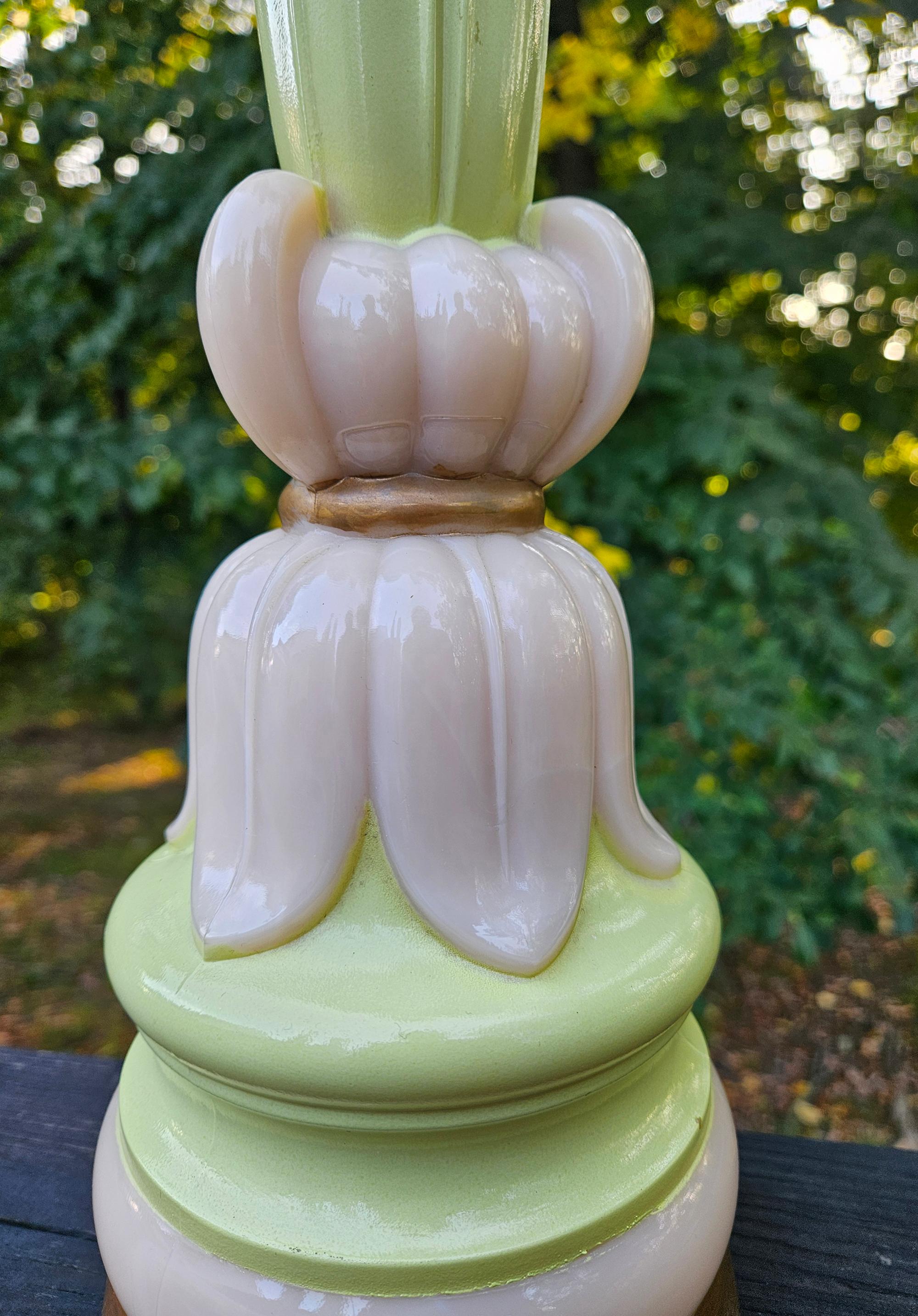 Art Deco American Aladdin Alacite Glass Lotus Flower-inspired Lamps