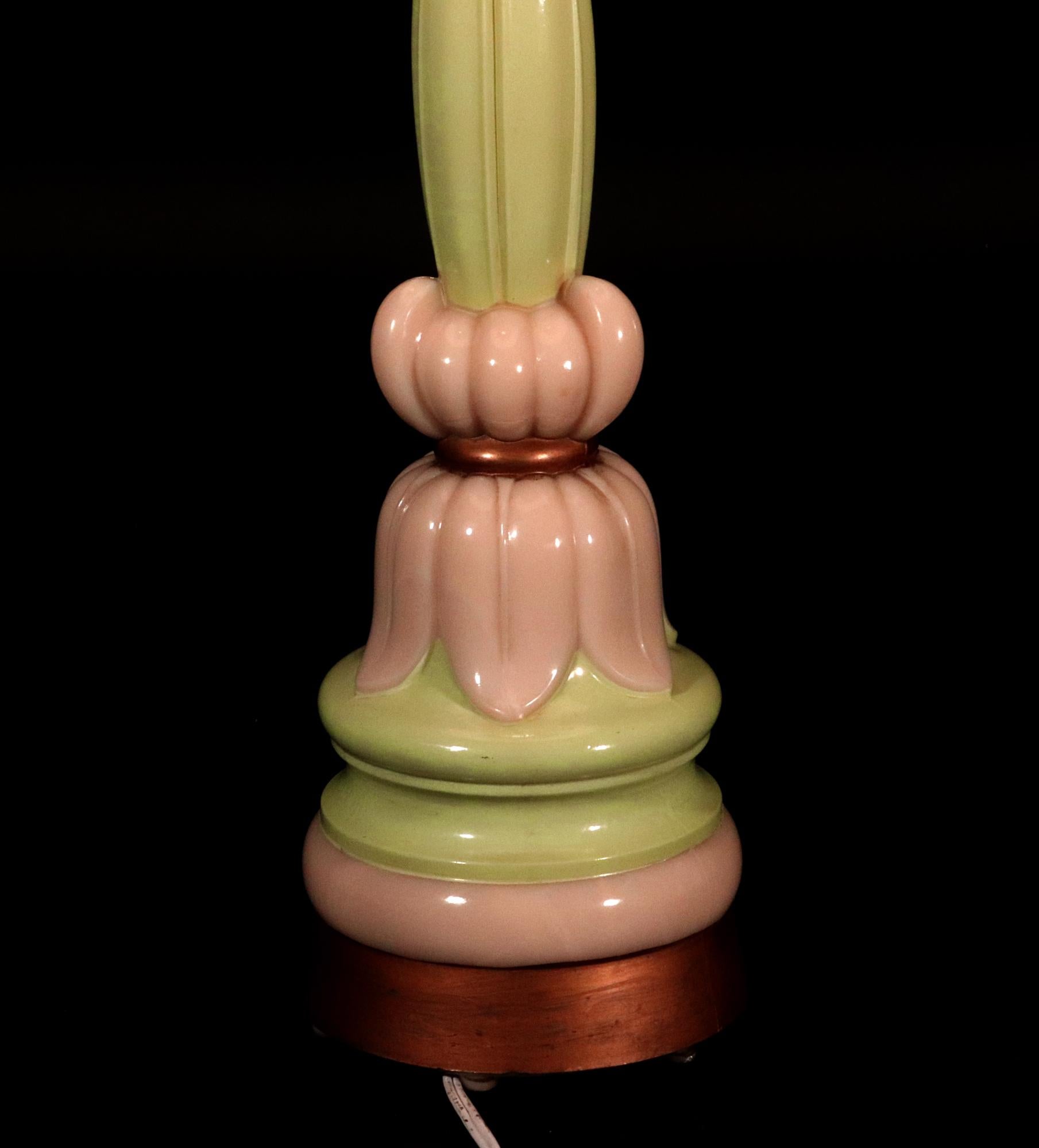 Mid-20th Century American Aladdin Alacite Glass Lotus Flower-inspired Lamps