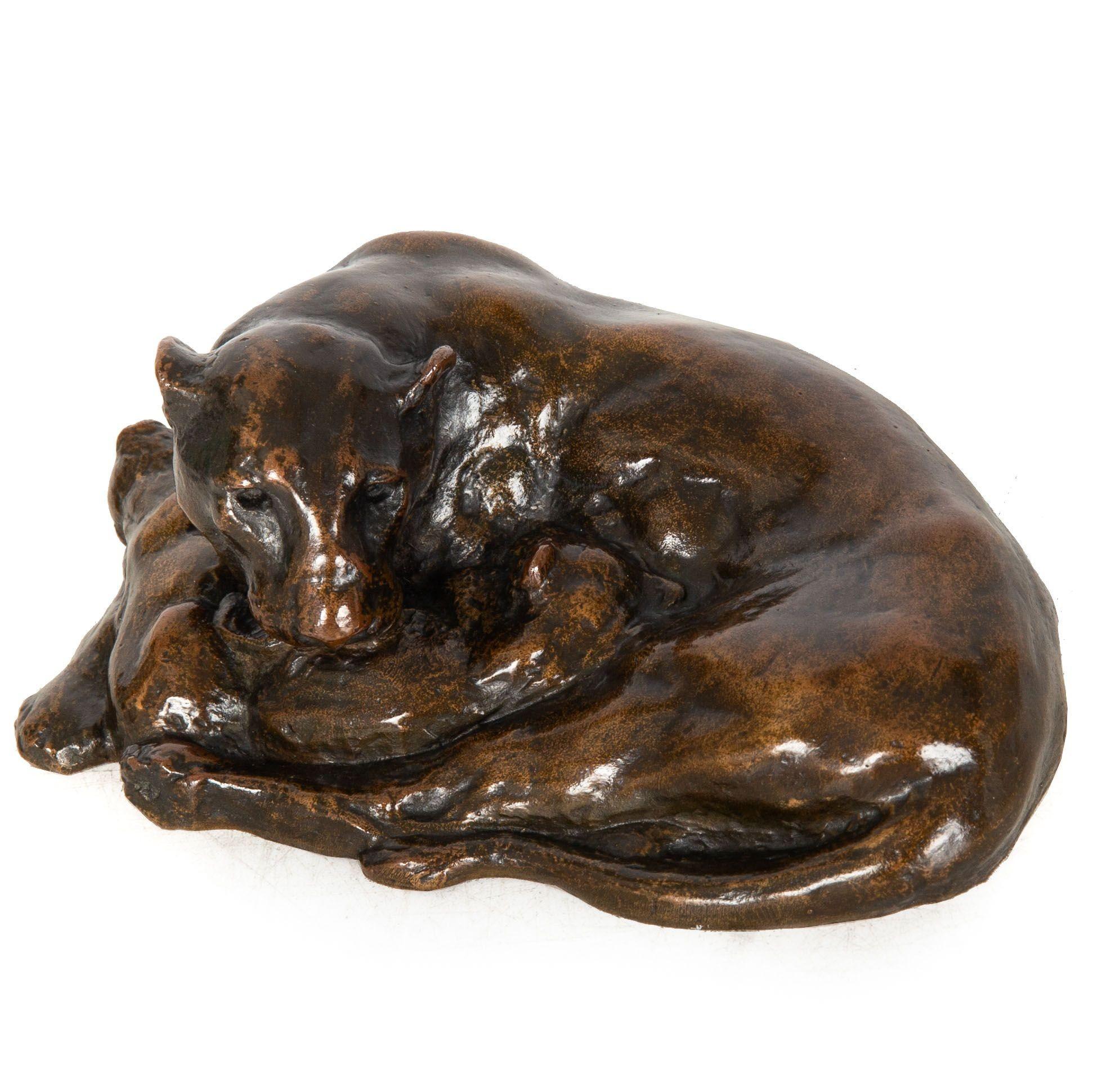 20th Century American Anna Vaughn Hyatt Huntington “Lioness and Cubs” Bronze Sculpture For Sale