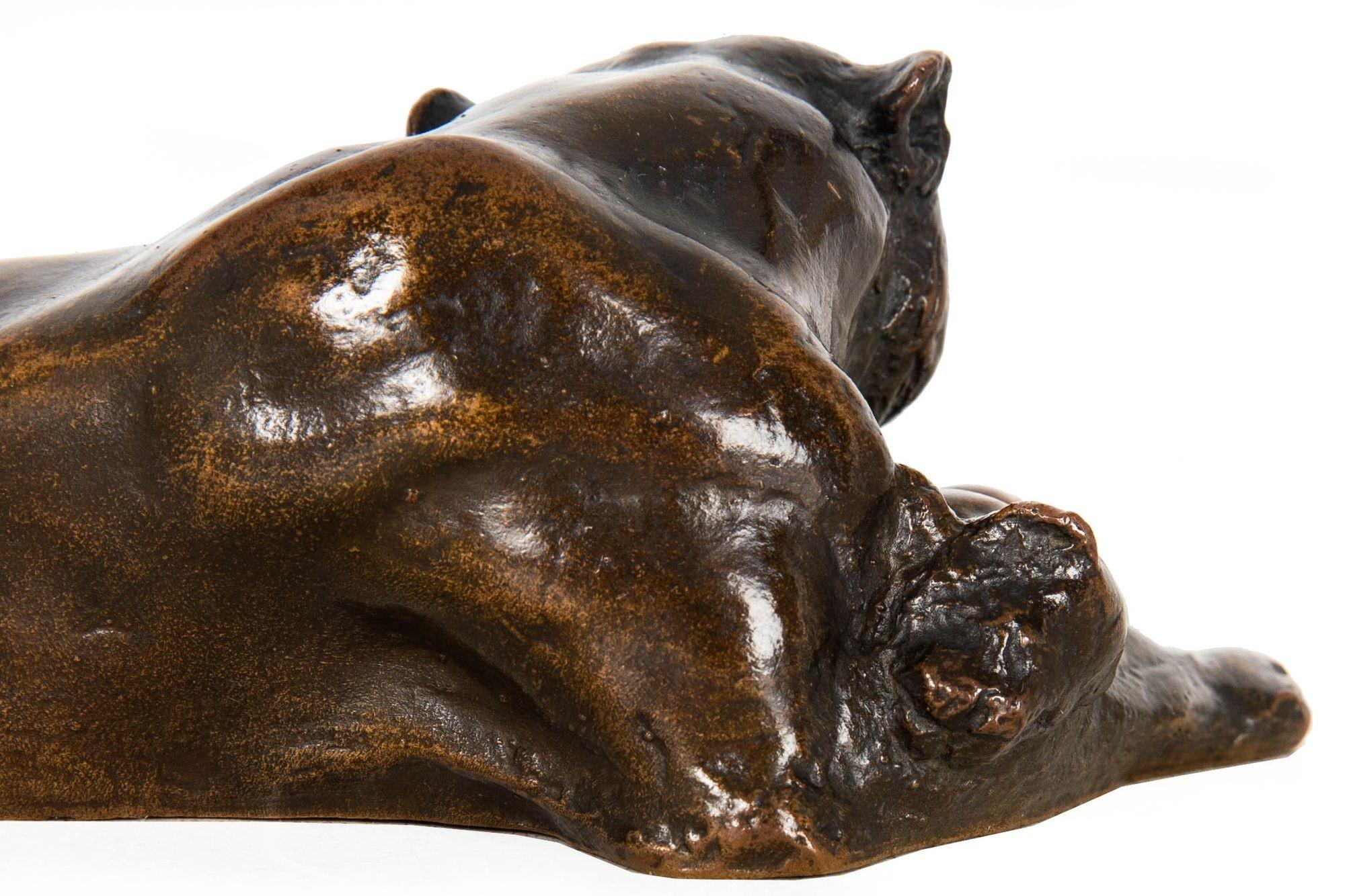 American Anna Vaughn Hyatt Huntington “Lioness and Cubs” Bronze Sculpture For Sale 3