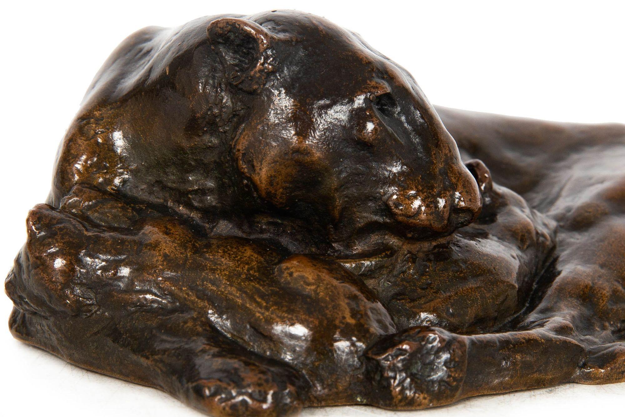 American Anna Vaughn Hyatt Huntington “Lioness and Cubs” Bronze Sculpture For Sale 4