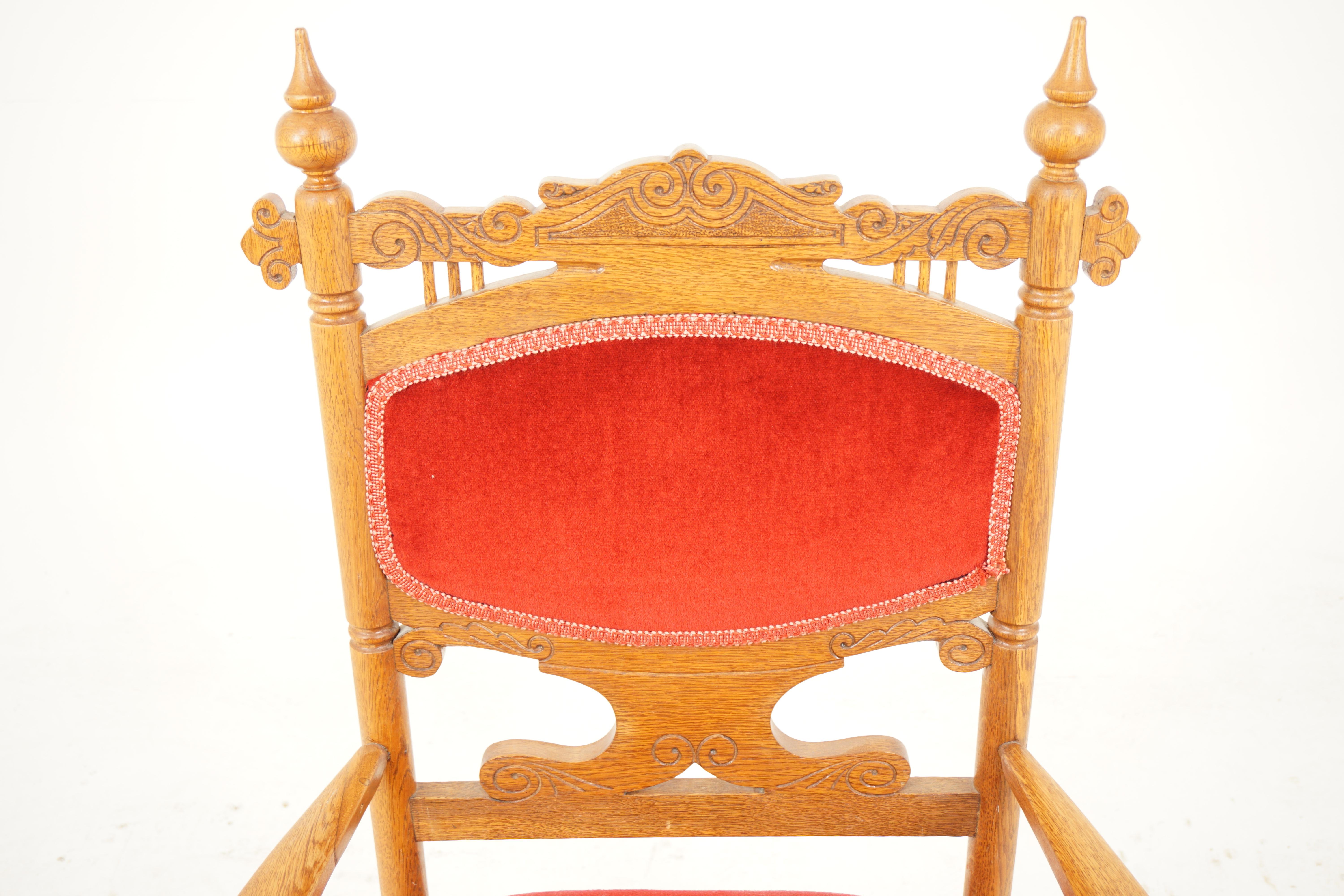 Amerikanische Ameise. Gepolsterter Sessel aus Eiche im Eastlake-Stil, amerikanischer Eiche, 1890, H890 (Spätes 19. Jahrhundert) im Angebot