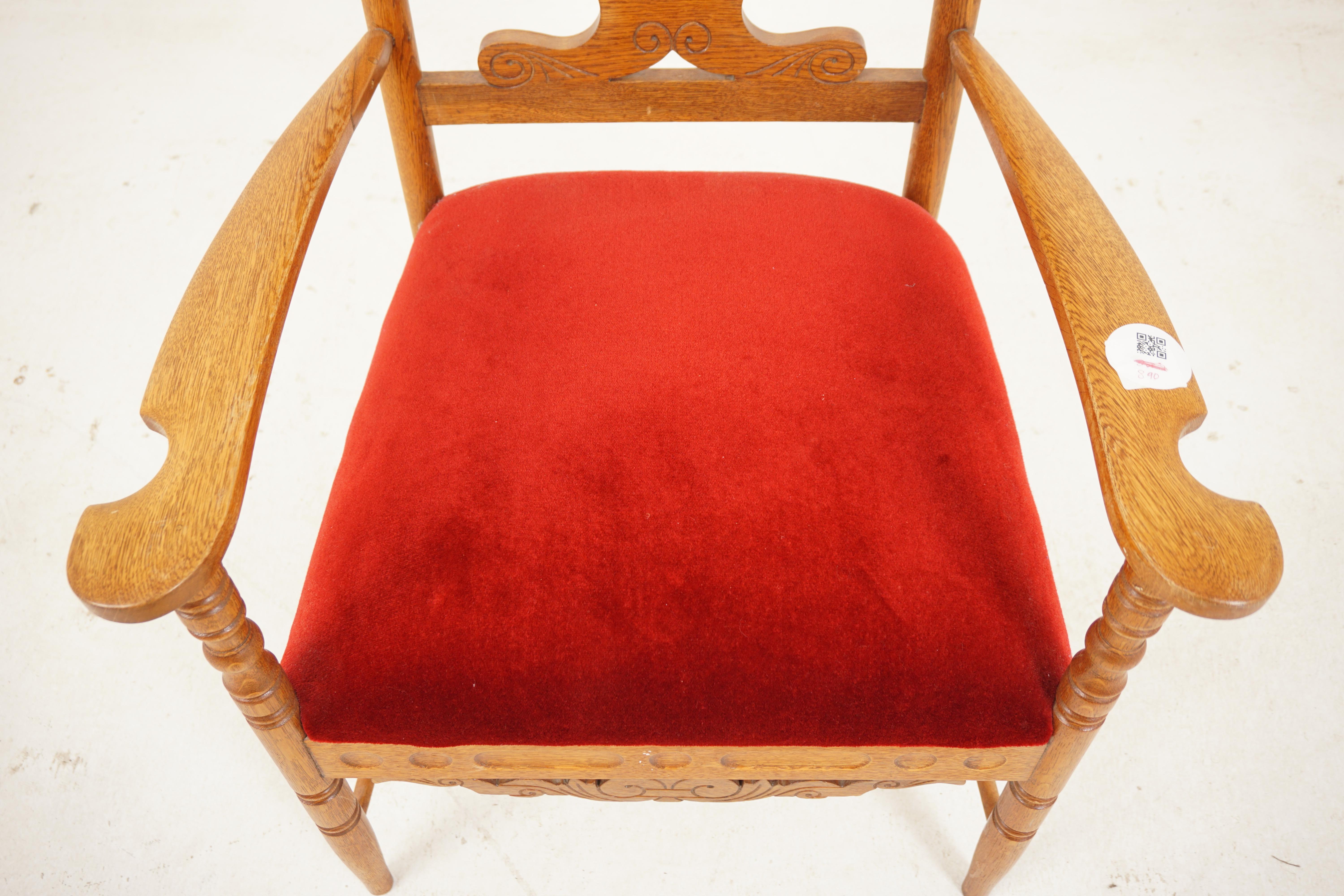 Amerikanische Ameise. Gepolsterter Sessel aus Eiche im Eastlake-Stil, amerikanischer Eiche, 1890, H890 (Eichenholz) im Angebot