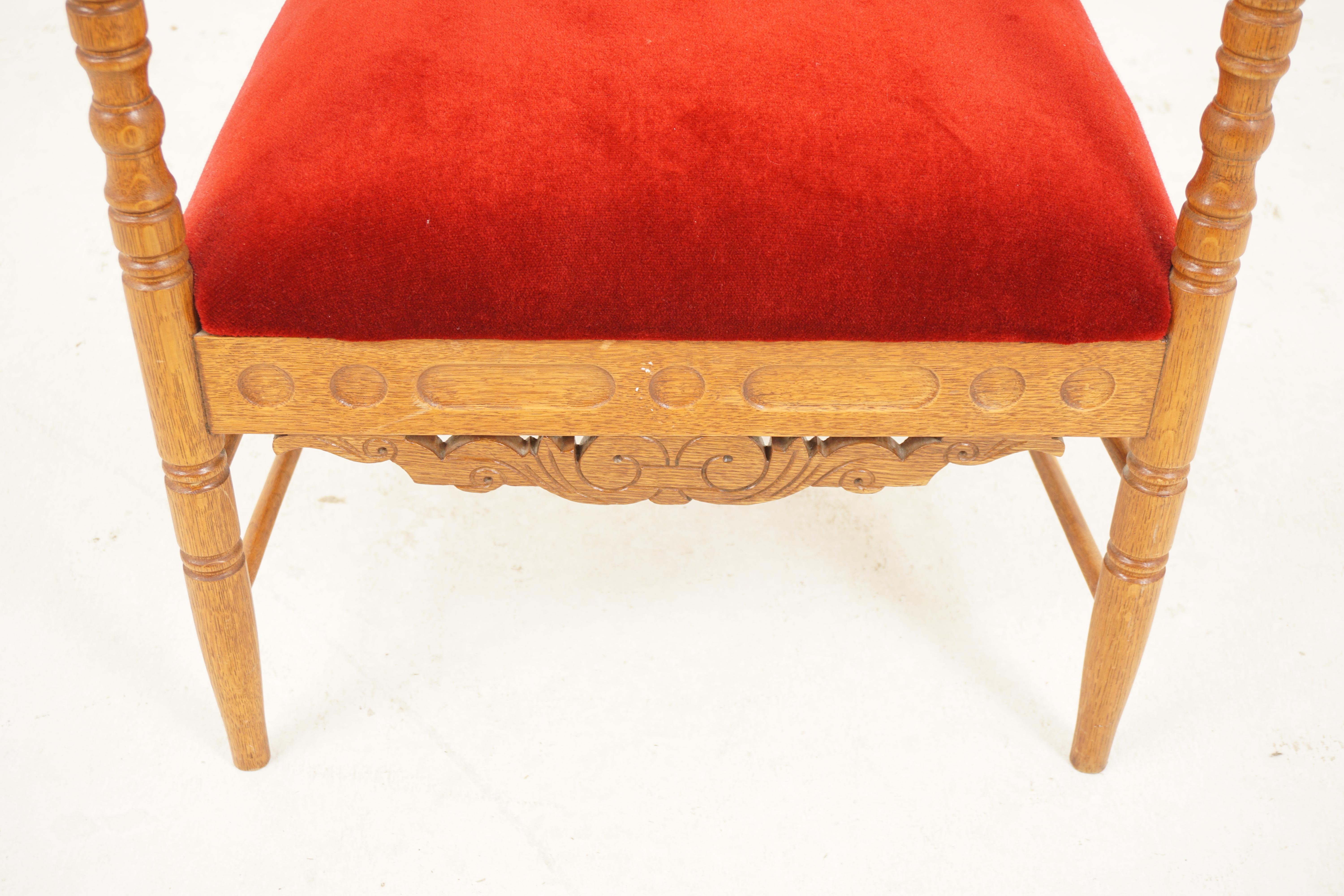 Amerikanische Ameise. Gepolsterter Sessel aus Eiche im Eastlake-Stil, amerikanischer Eiche, 1890, H890 im Angebot 1