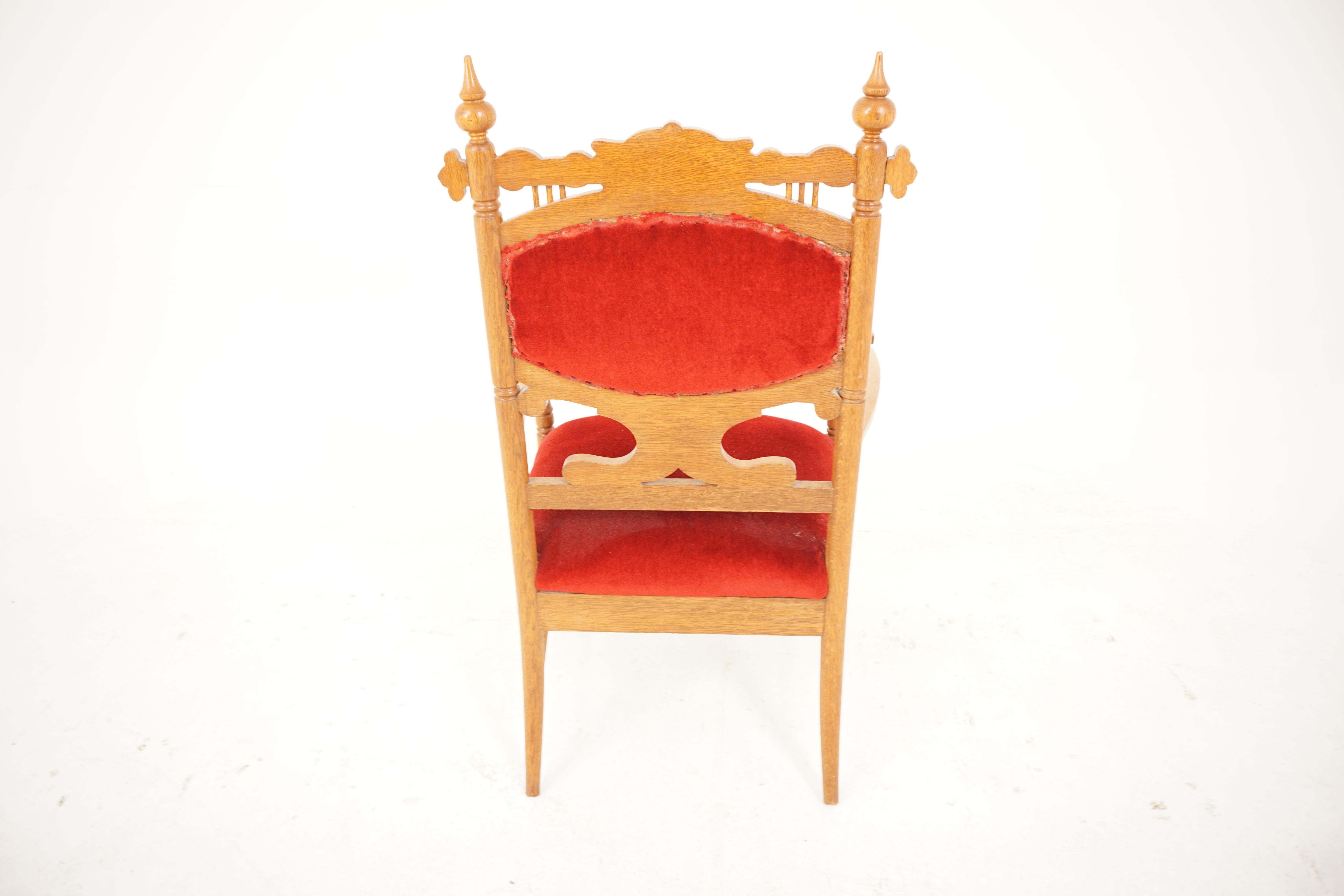 Amerikanische Ameise. Gepolsterter Sessel aus Eiche im Eastlake-Stil, amerikanischer Eiche, 1890, H890 im Angebot 2