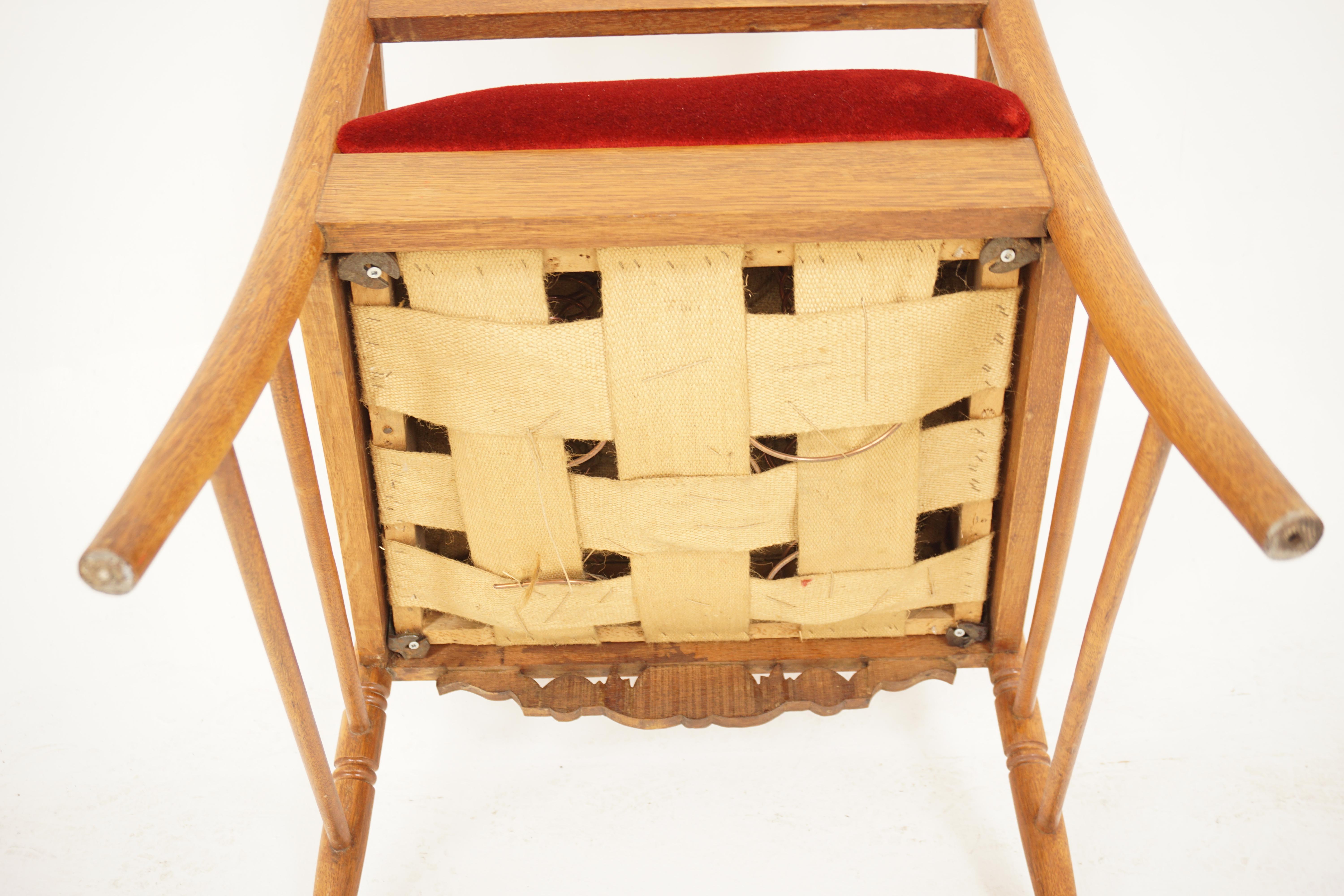 Amerikanische Ameise. Gepolsterter Sessel aus Eiche im Eastlake-Stil, amerikanischer Eiche, 1890, H890 im Angebot 4