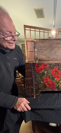 American Antique Arts Crafts Pyrography Bees And Flowers Chest, Signed 1907