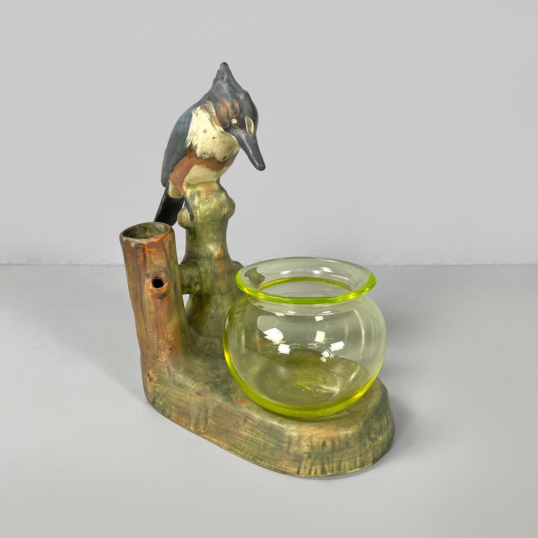Italian American antique ceramic glass ornamental aquarium Weller Loranger, early 1900s For Sale