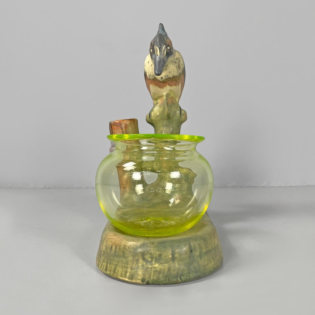 American antique ceramic glass ornamental aquarium Weller Loranger, early 1900s In Good Condition For Sale In MIlano, IT