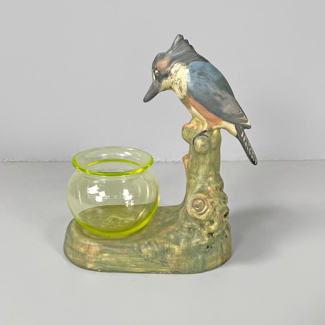 Early 20th Century American antique ceramic glass ornamental aquarium Weller Loranger, early 1900s For Sale
