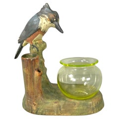 Acquario ornamentale americano antico in vetroceramica Weller Loranger, primi anni del 1900