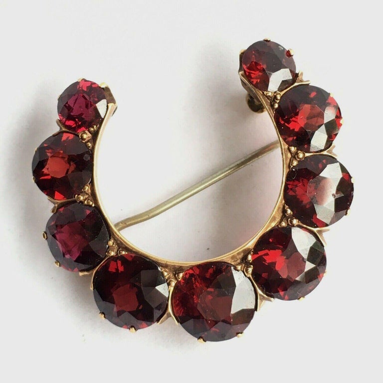 Broche Vintage « Pyrope » Avec Grenat - Magnifique Pièce D'occasion, Métal Inconnu