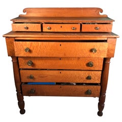 American Antique Maine 19thc "Birdseye Maple" Hand Made Chest of Drawers, Signed