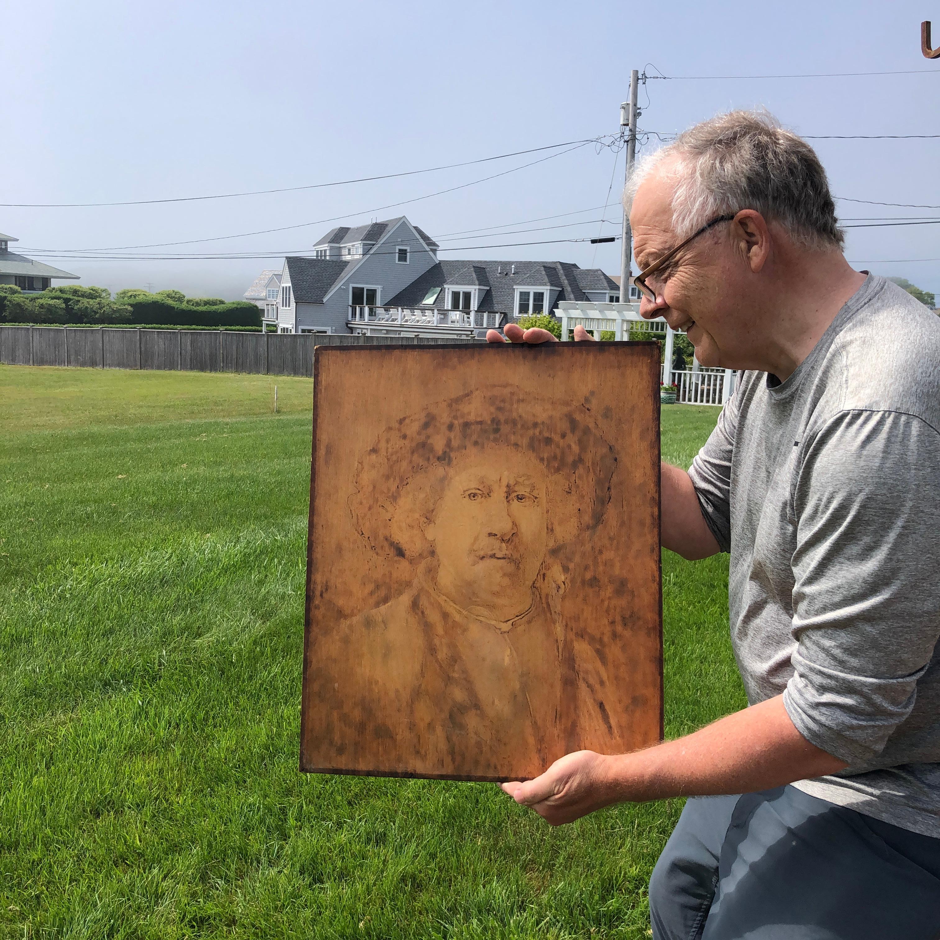 From a New England collection and a unique find

An all original work of art signed on lower back NWC, 1899.

This is a beautiful hand incised image 