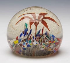 American Antique Red Lily Glass Paperweight