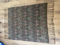 Antique American Woven Tapestry Throw, Textile, Fringed, 1900-1909