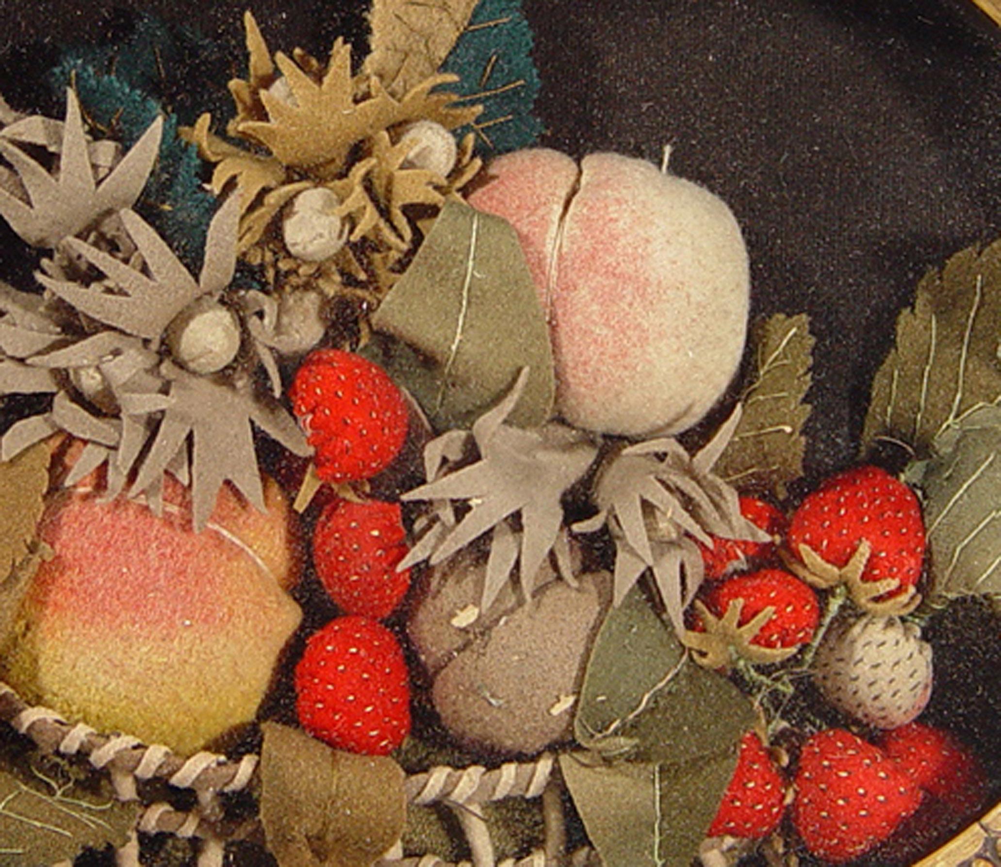 American Applique Picture of a Basket of Strawberries In Good Condition For Sale In Downingtown, PA