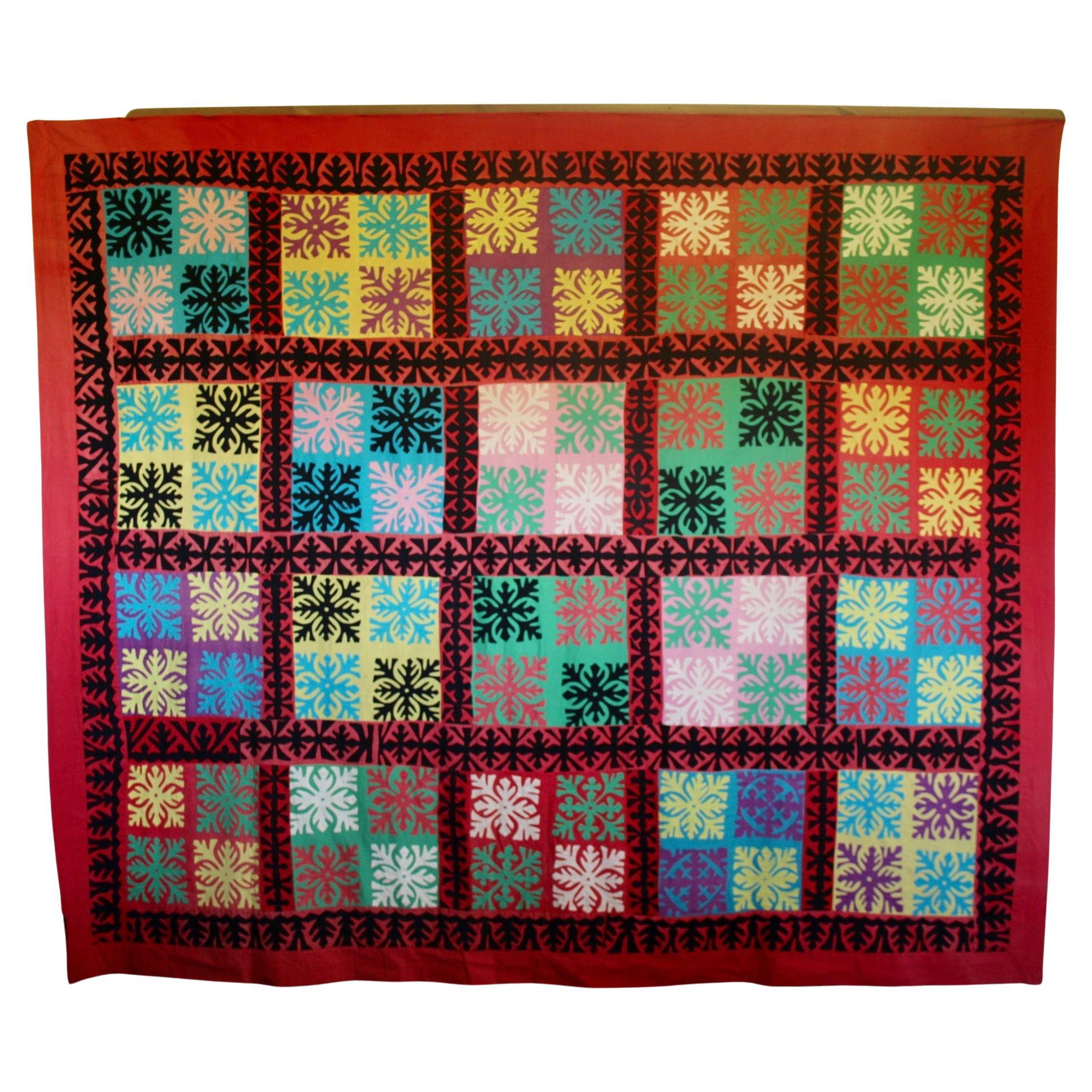 Amerikanischer Appliqué-Quilt mit floralem Muster  im Angebot