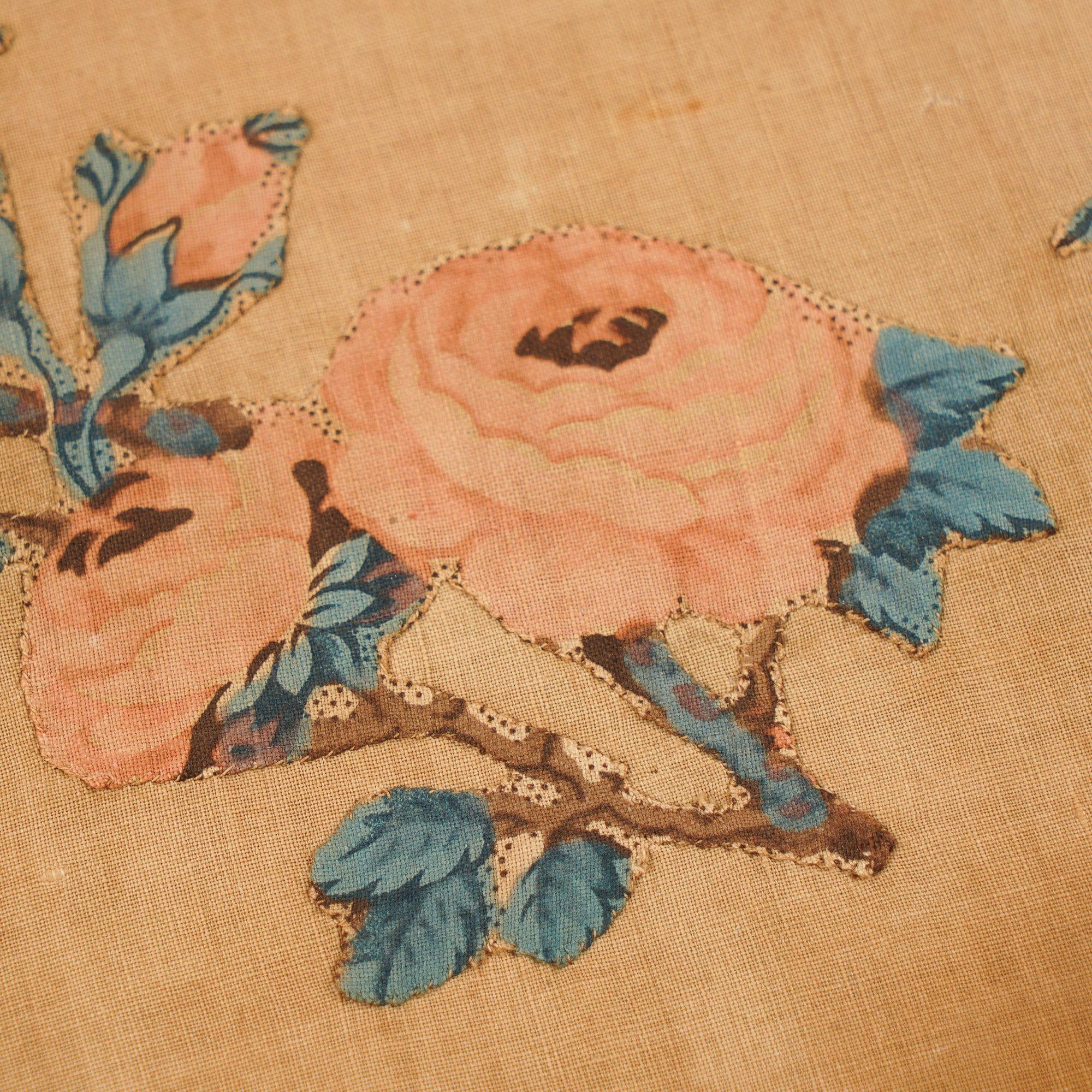 Mid-19th Century American appliqué quilt square by Rachel G Gilpin, 1845 For Sale