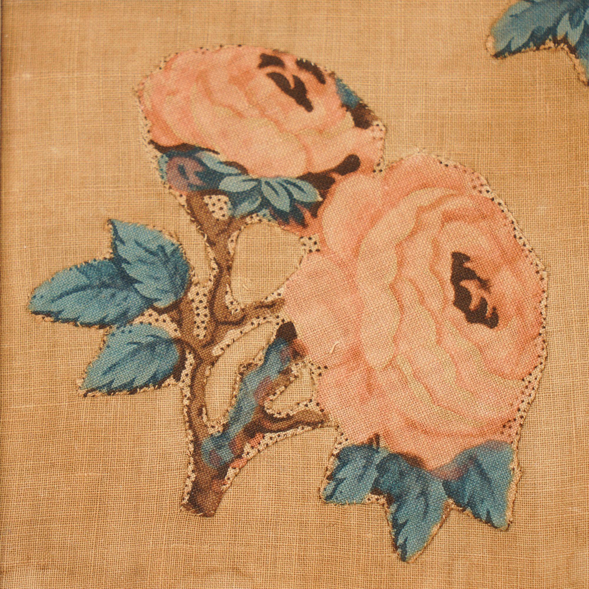 Cotton American appliqué quilt square by Rachel G Gilpin, 1845 For Sale
