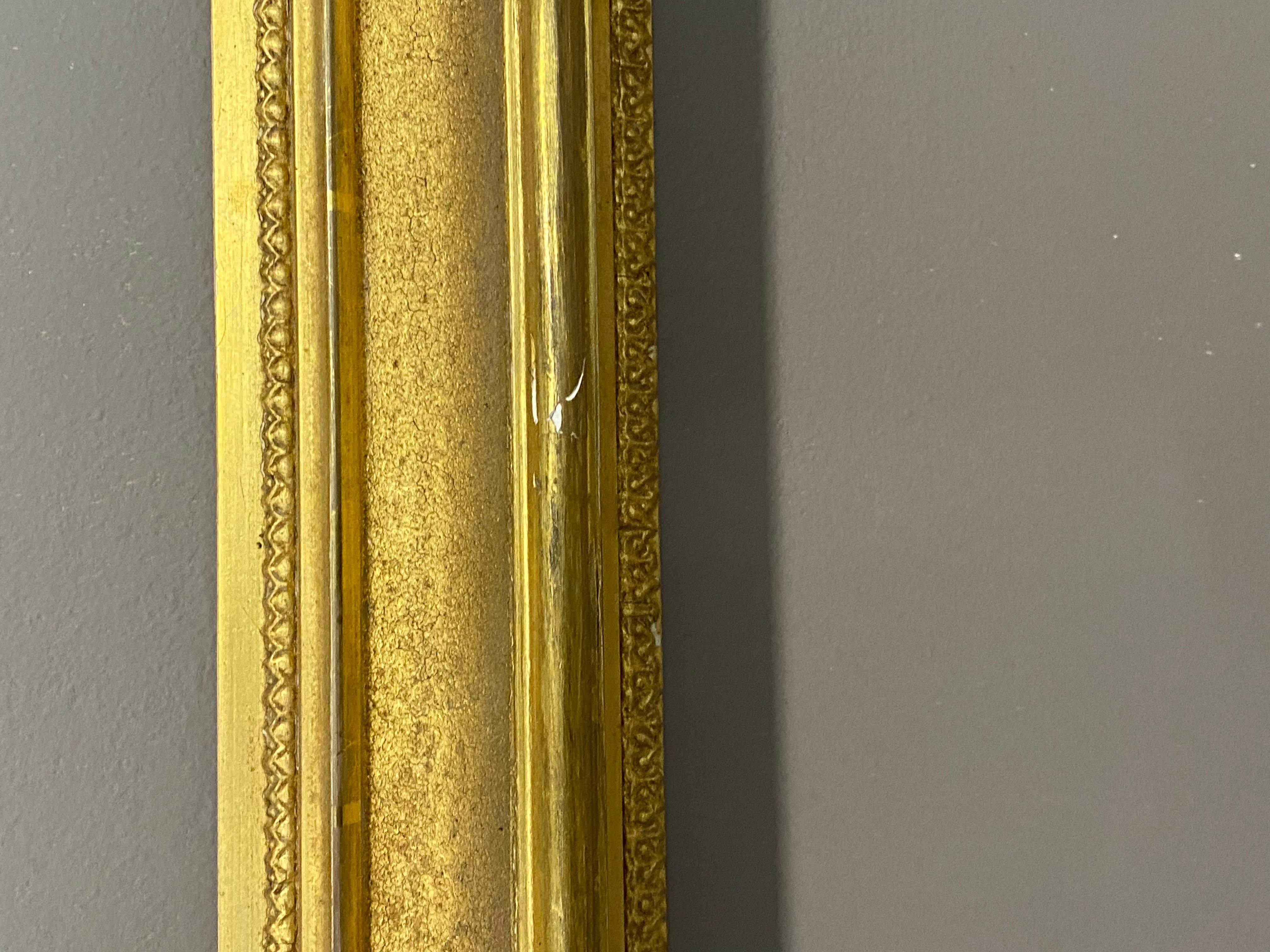 Nice lemon gold arched American frame, circa 1860 About 16