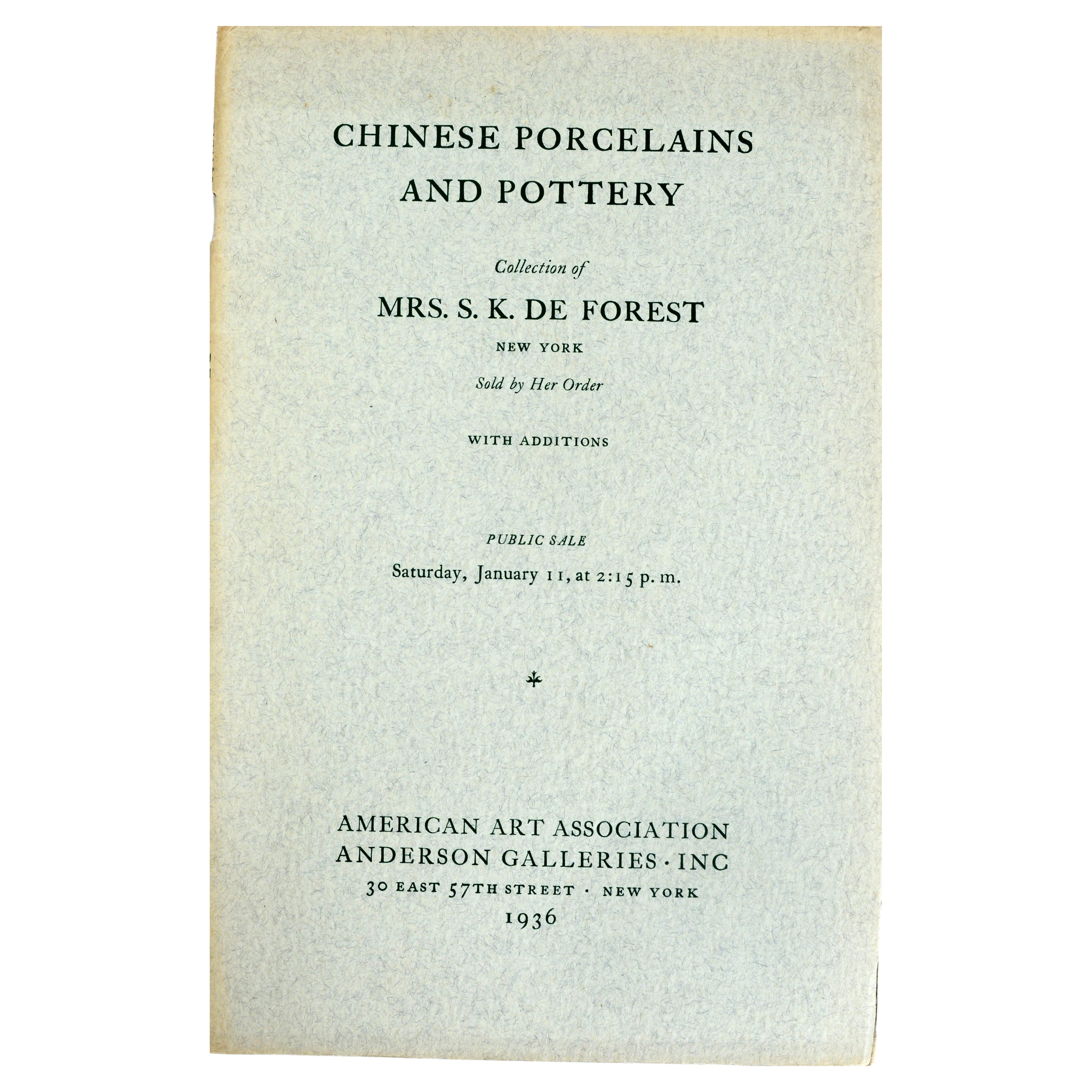 Amerikanischer Kunstverein Frau S. K. DE Forest Chinesisches Porzellan und Töpferwaren im Angebot