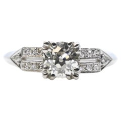 American Art Deco 0.80ct European Cut Diamond Engagement Ring in Platinum