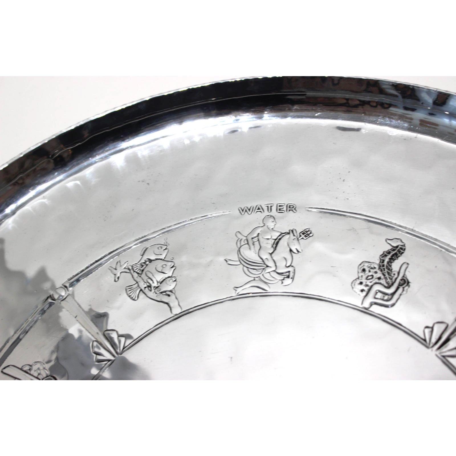 Hand-Crafted American Art Deco Aluminum Serving Tray by Everlast Metal