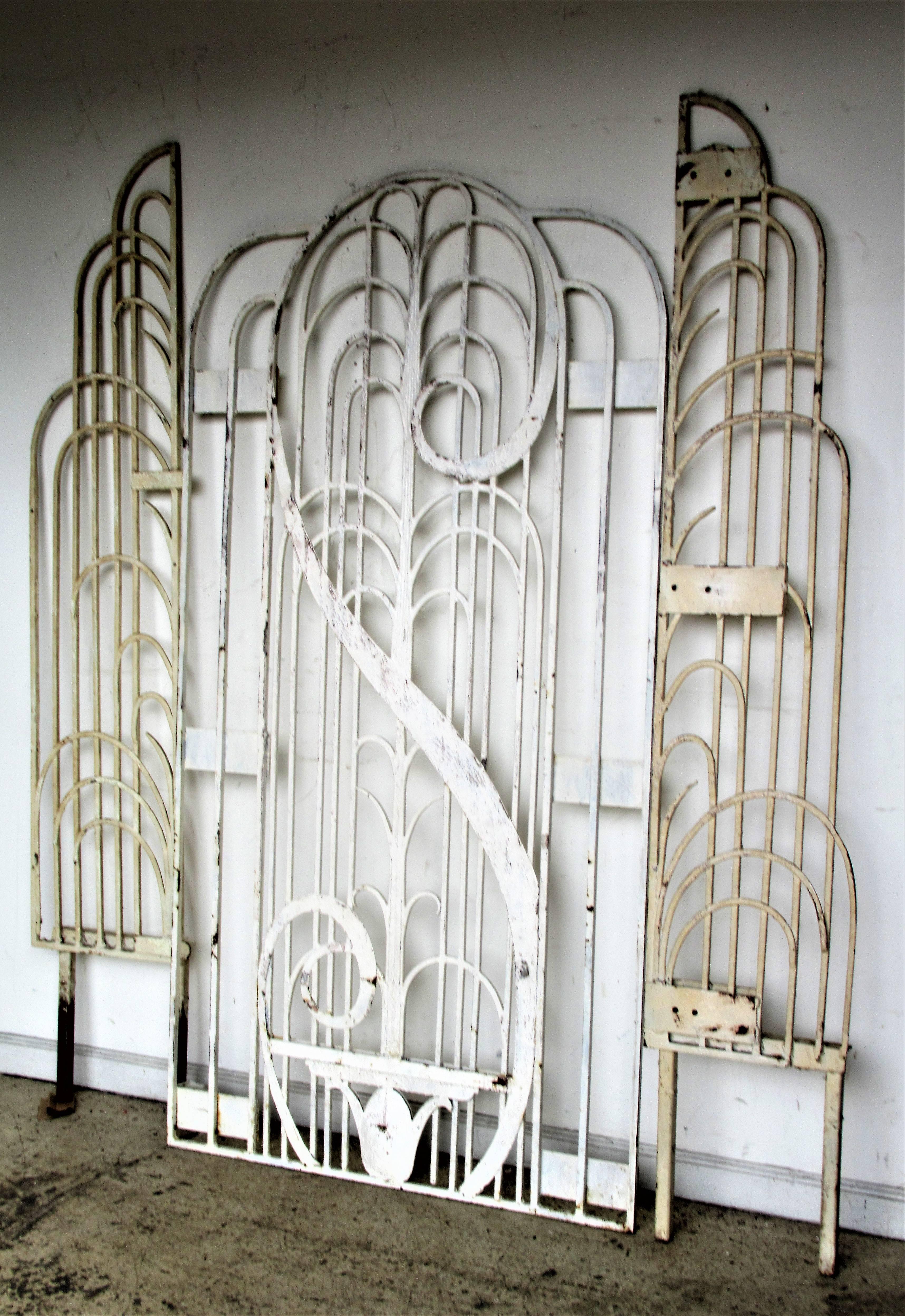 American Art Deco Architectural Hand Wrought Iron Gates 8