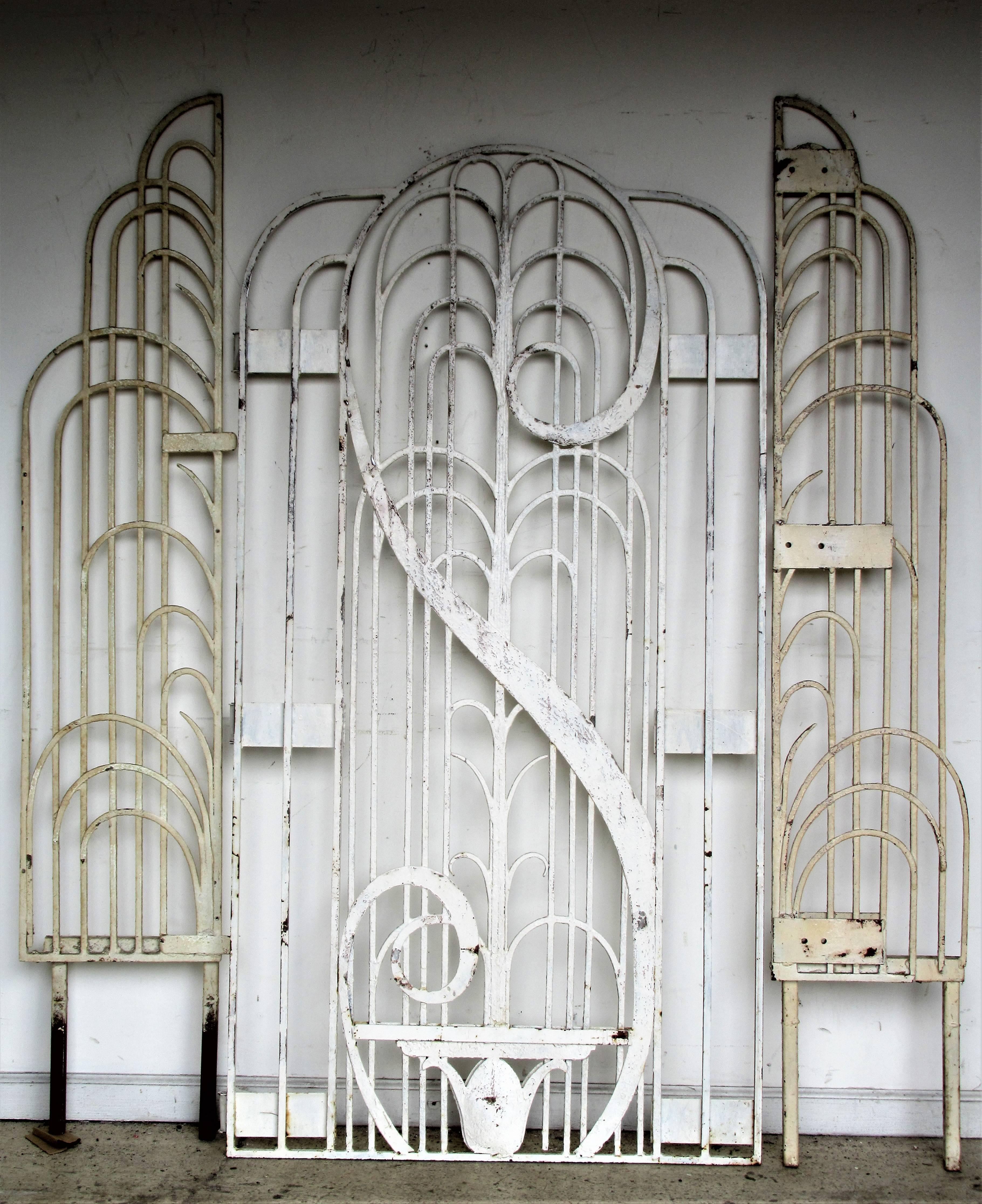 American Art Deco Architectural Hand Wrought Iron Gates 9
