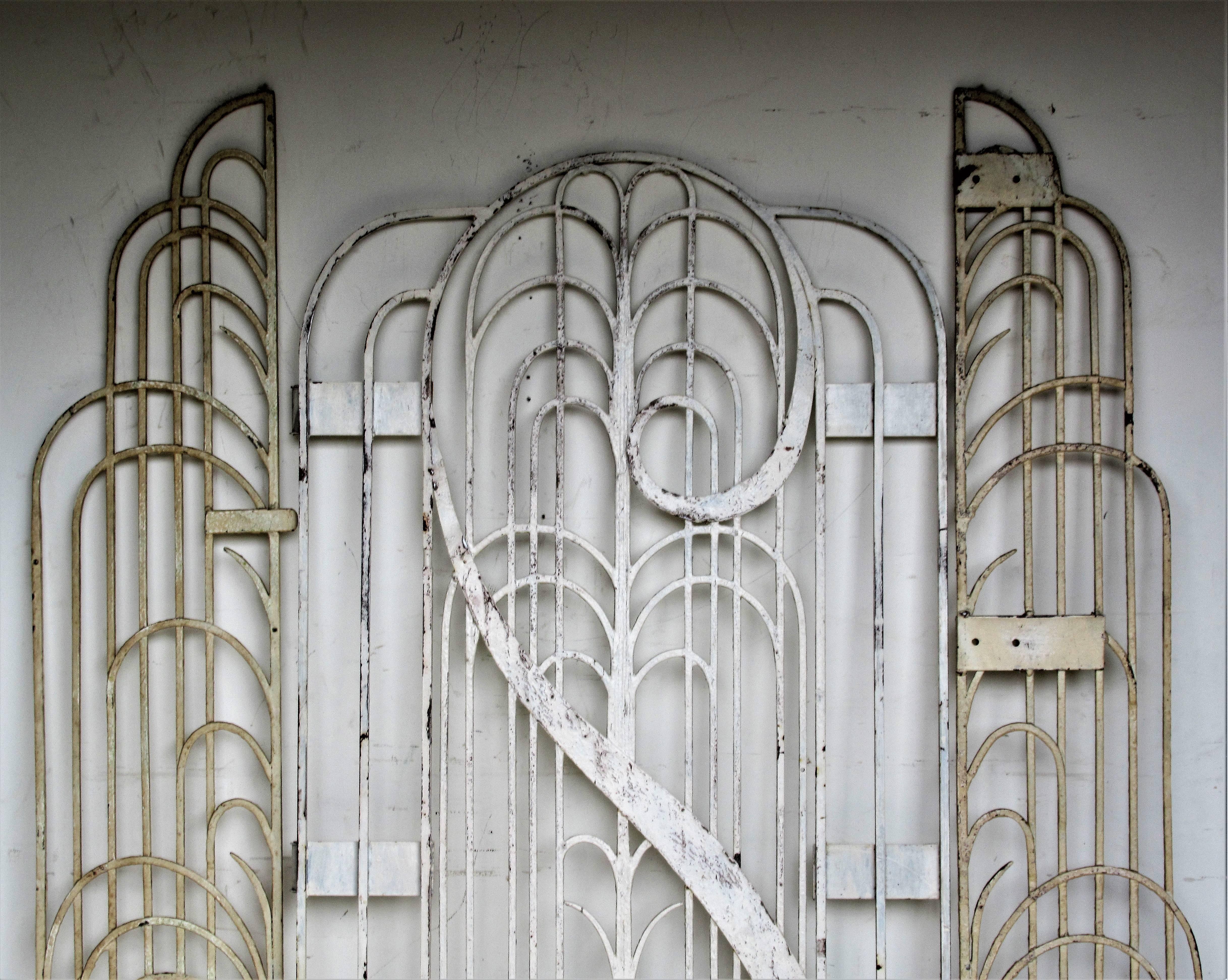 Hand-Crafted American Art Deco Architectural Hand Wrought Iron Gates