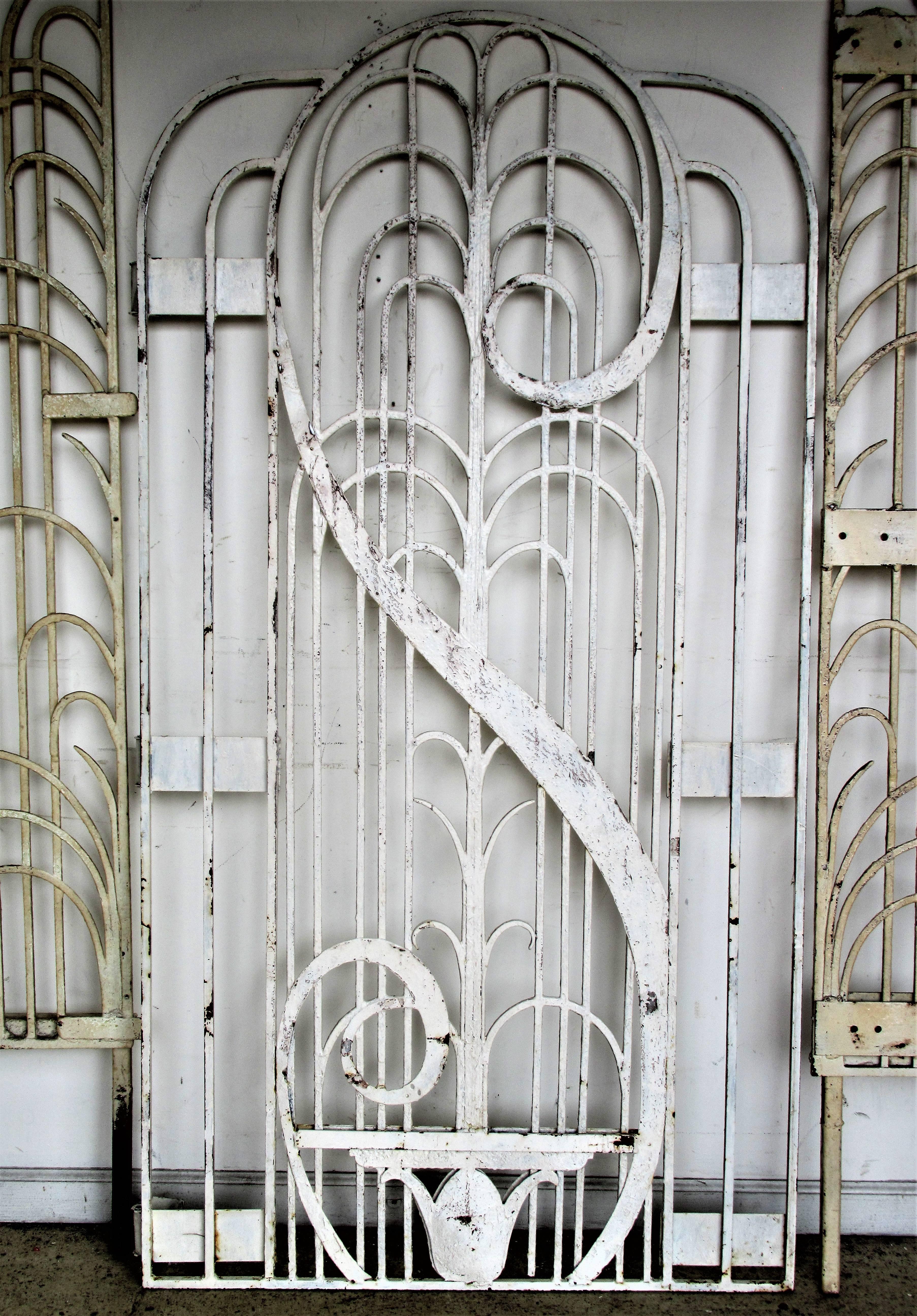 American Art Deco Architectural Hand Wrought Iron Gates In Good Condition In Rochester, NY