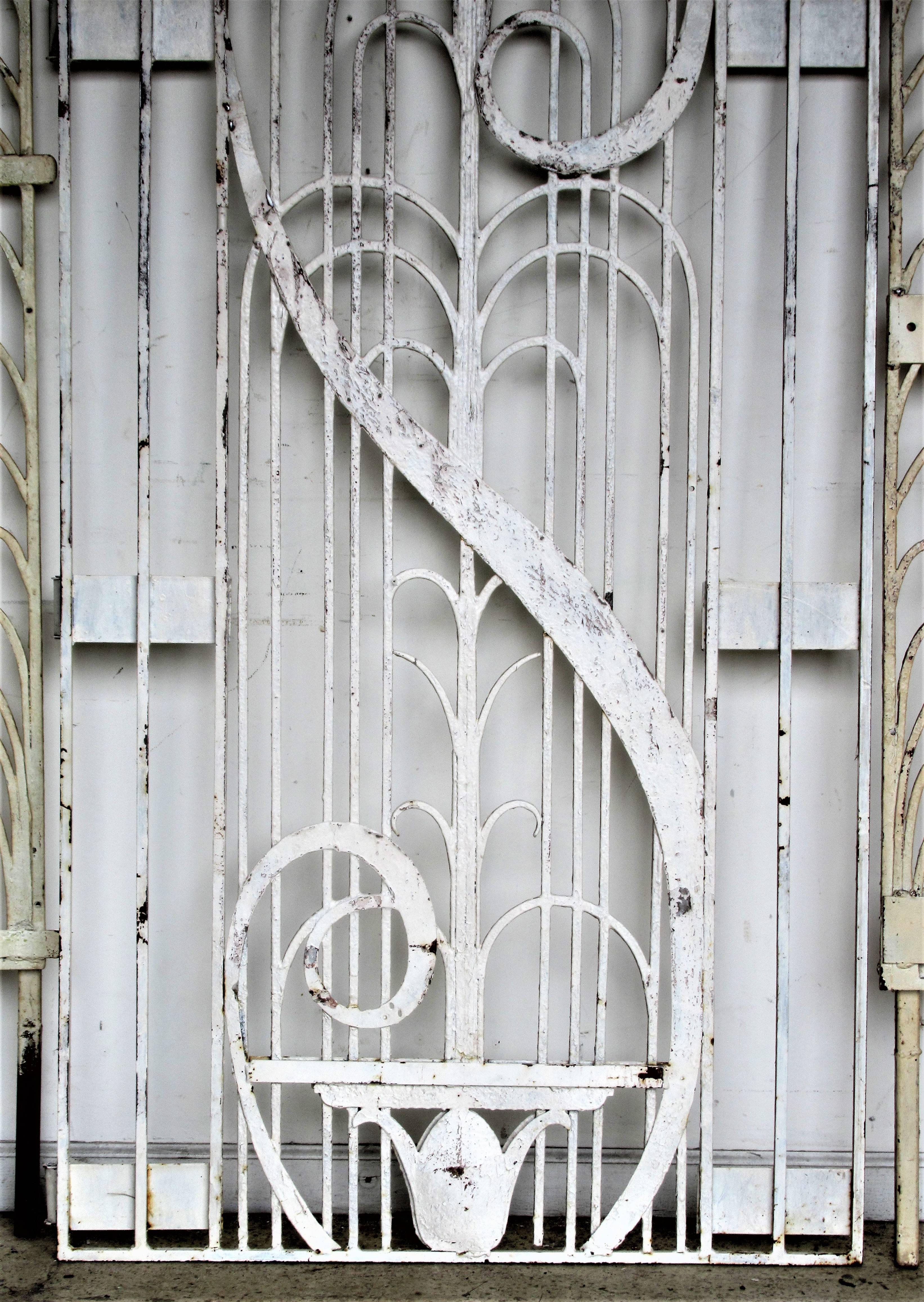 Mid-20th Century American Art Deco Architectural Hand Wrought Iron Gates