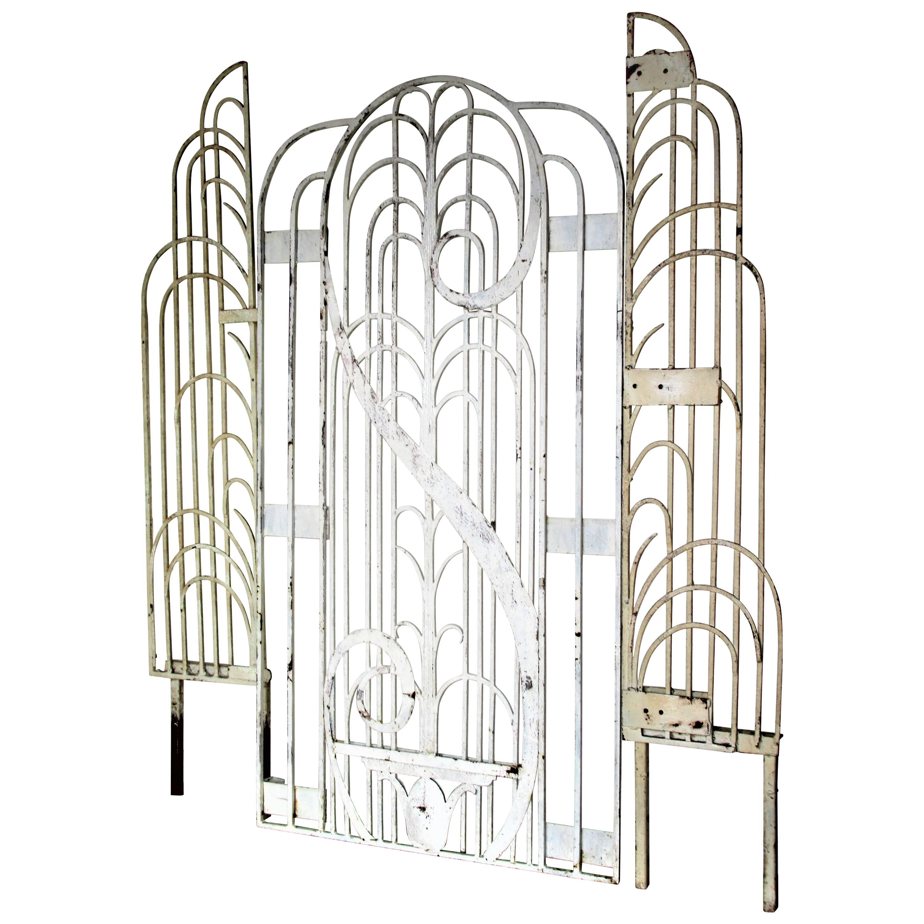 American Art Deco Architectural Hand Wrought Iron Gates