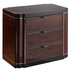 Luxury Bedside Cabinet in Two-Tone Exotic Wood Veneer, Customizable