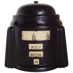 Vintage American Art Deco Black Kal-Klock Mechanical Combination Alarm Clock/Calendar