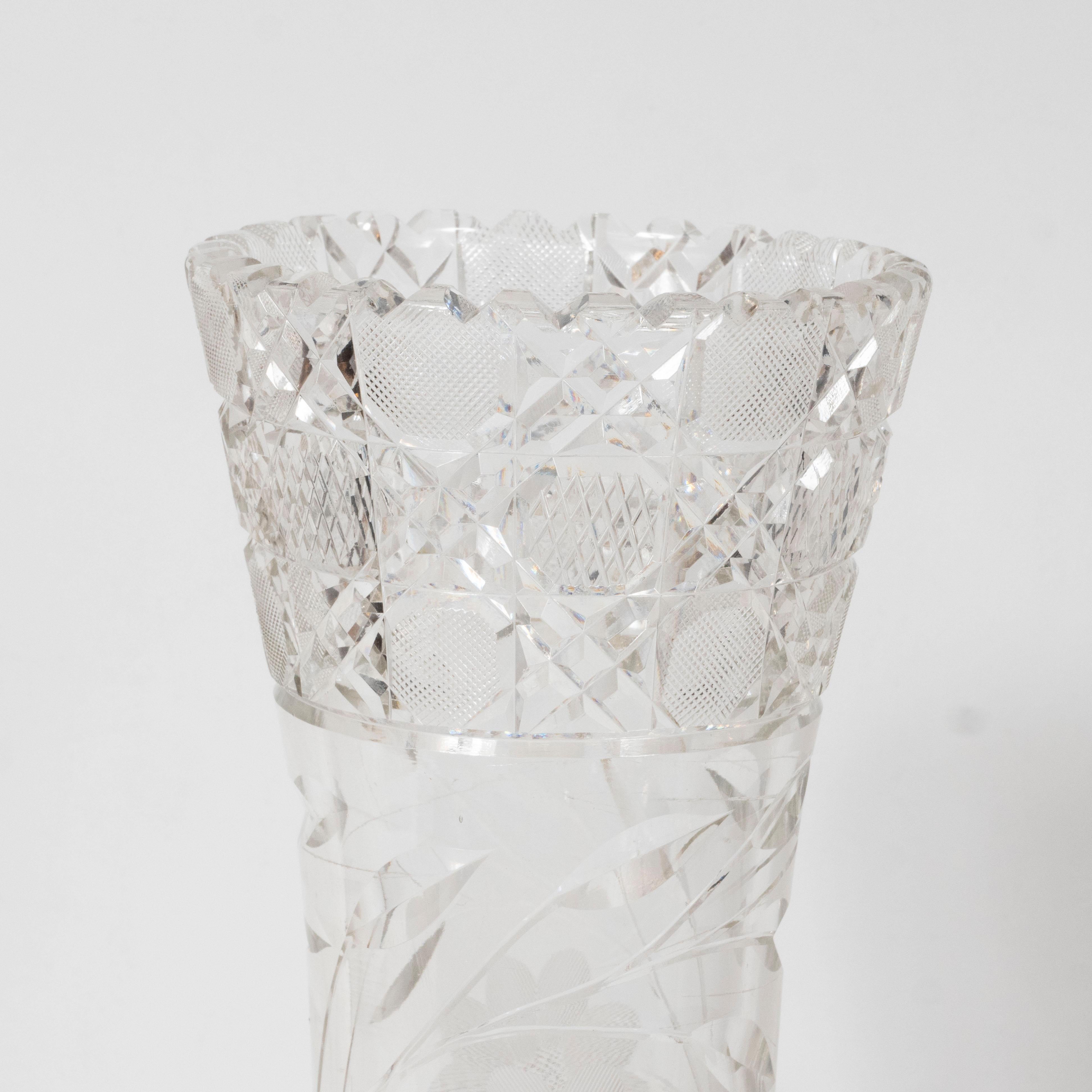 etched glass vase