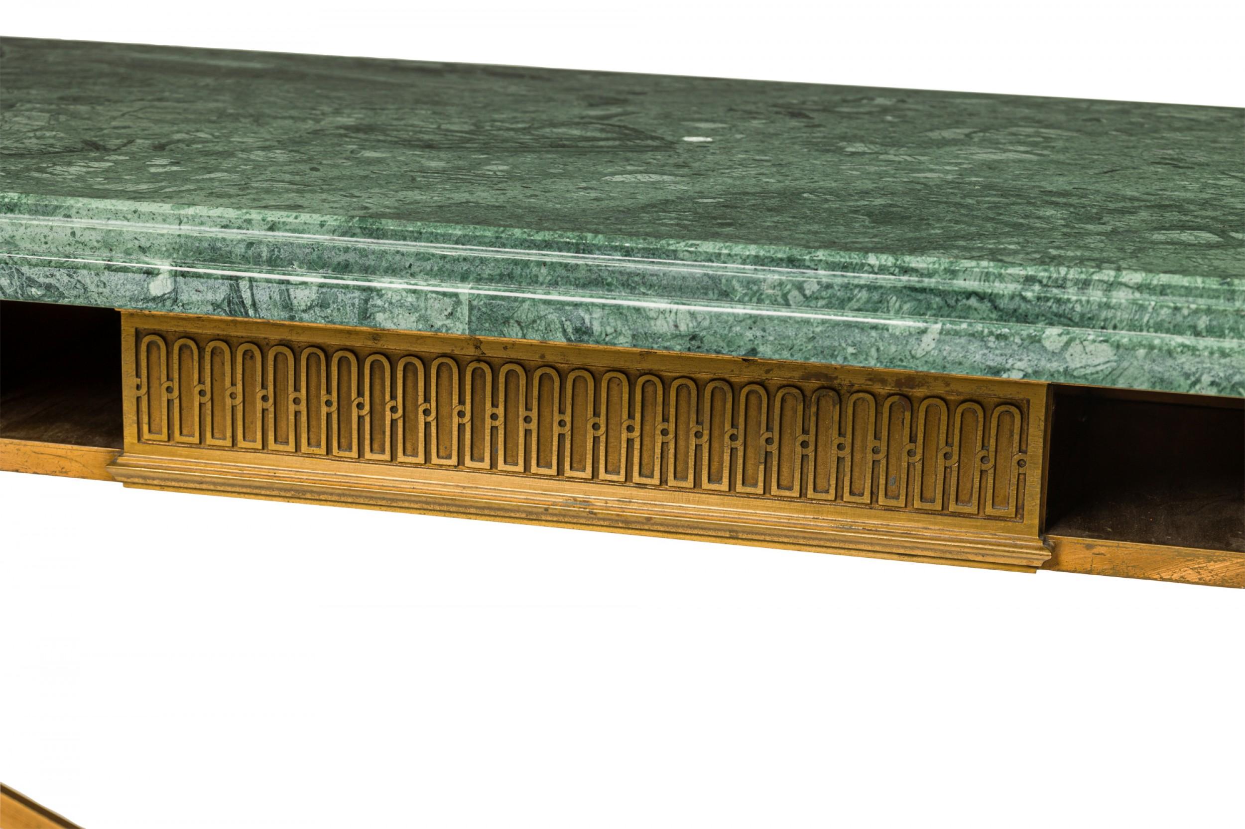 American Art Deco Bronze and Marble Bank Console Table For Sale 7